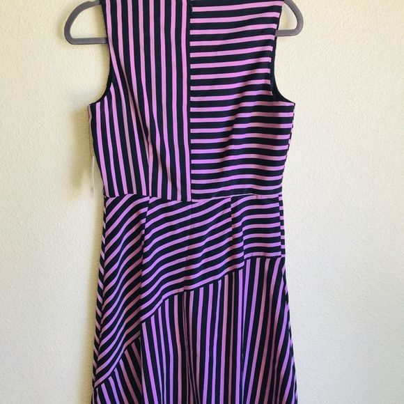 NWT BAR III Women Pink/Black V Neck Fit and Flare Stripe Dress Medium - Picture 8 of 8